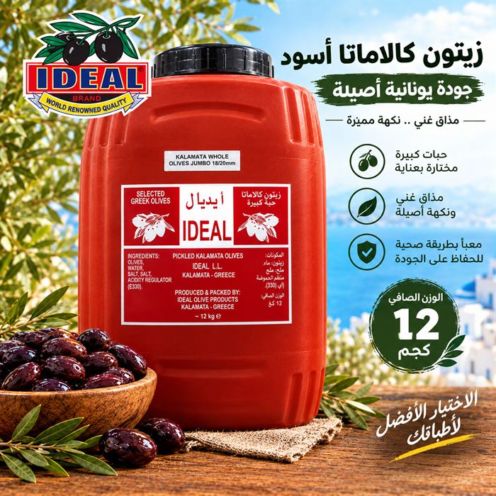 زيتون كالاماتا حبة كبيرة جامبو — عبوة 12 كيلوغرام